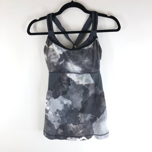 Lululemon Cross My Heart Tank Top Shelf Bra Tie Dye Gray 4 - Picture 1 of 6